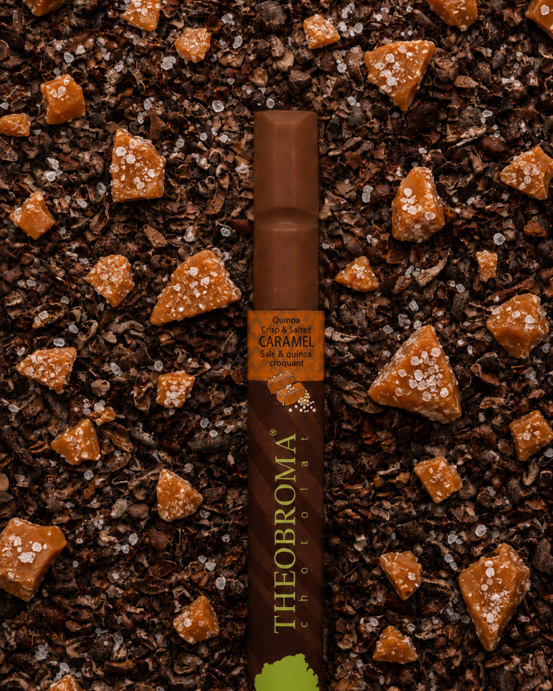 Tablette de chocolat au lait, caramel salé et quinoa croustillant 35g