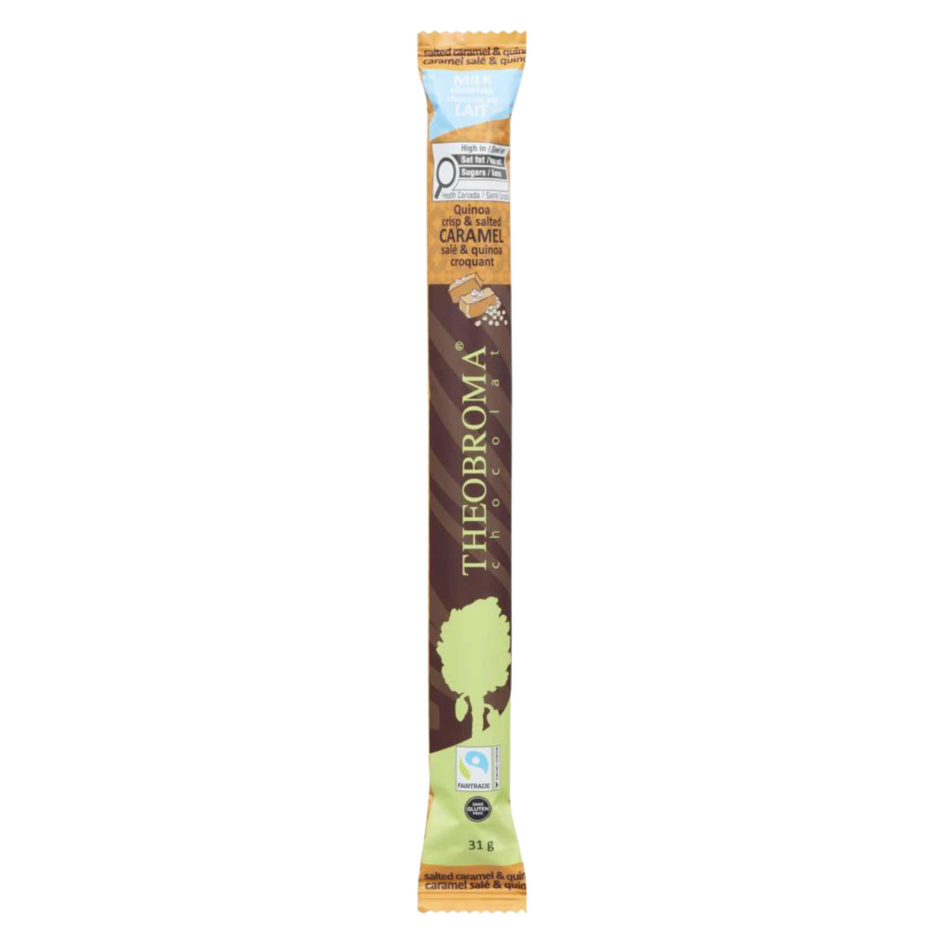 Tablette de chocolat au lait, caramel salé et quinoa croustillant 35g