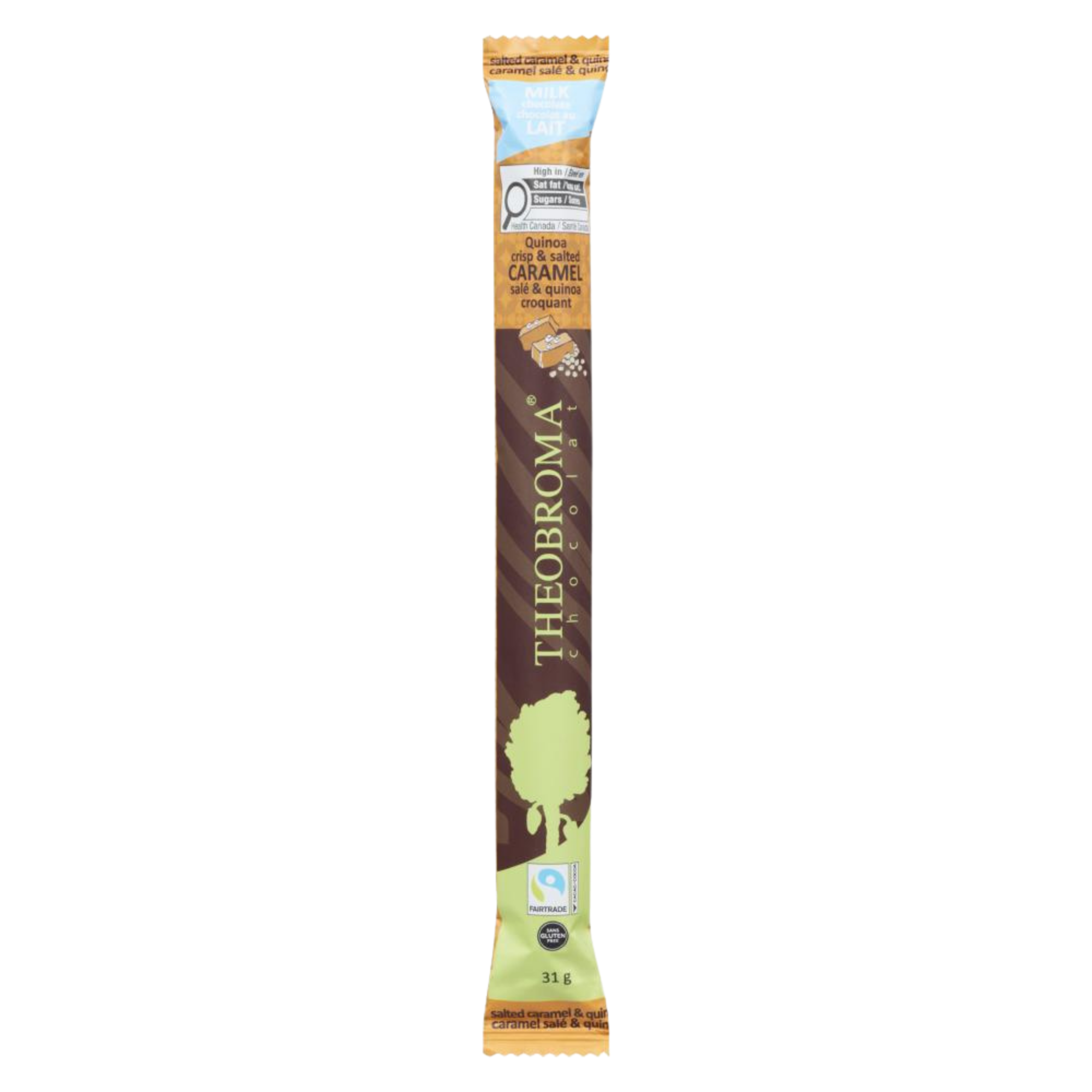 Tablette de chocolat au lait, caramel salé et quinoa croustillant 35g