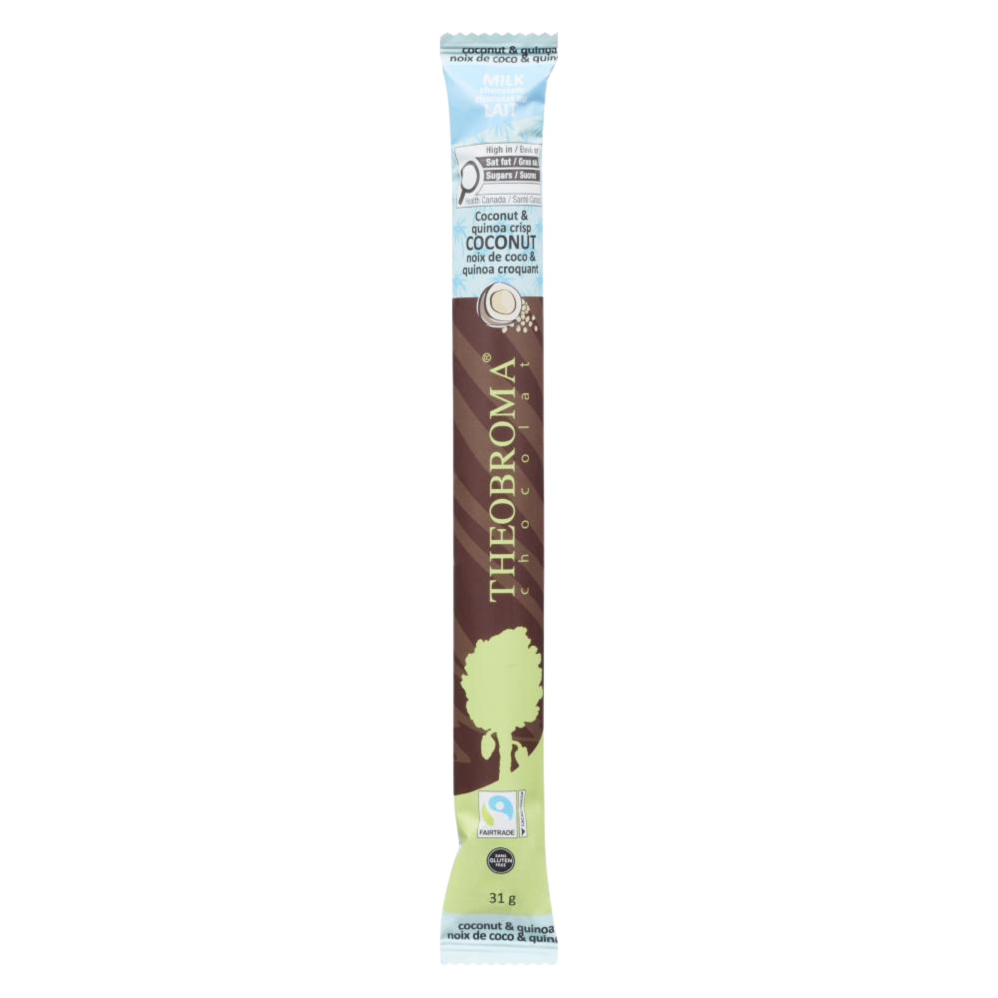 Barre de Chocolat au Lait, Noix de Coco et Quinoa Croustillant 35 g