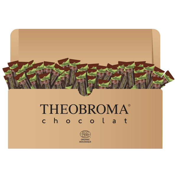 60% Organic Dark Cocoa Chocolate Mini Baton with Espresso Coffee Chunks | Box of 75 | Theobroma Chocolat