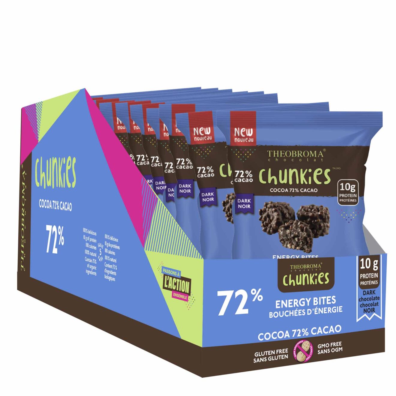 72% Organic Dark Energy Bites Crispy Chocolate Chunkies | Box of 12 ...