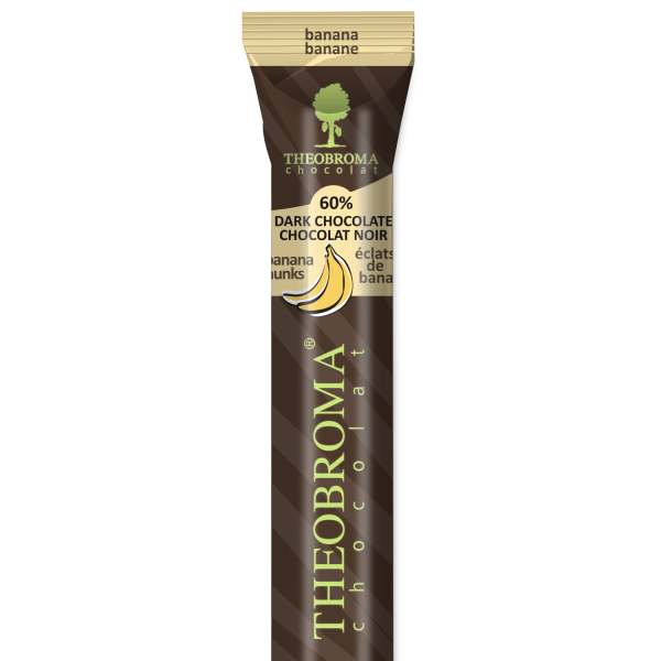 60% Dark Chocolate Baton with Banana Chunks | Theobroma Chocolat