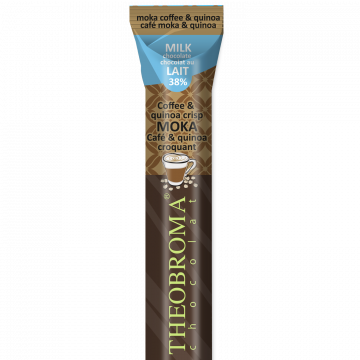 38% Organic Milk Chocolate Baton with Coffee and Quinoa Crisp | Theobroma Chocolat
