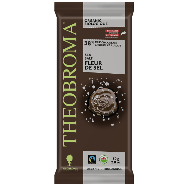 Barre chocolat lait 38% fleur de sel | Theobroma Chocolat