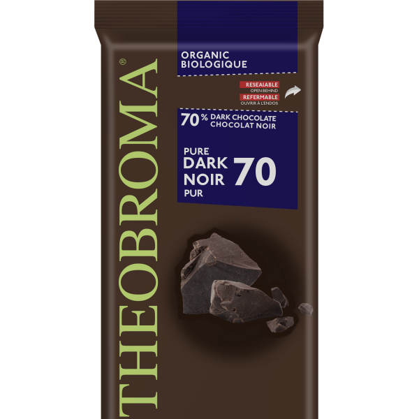 70% Organic Pure Dark Cocoa Chocolate Bar | Theobroma Chocolat