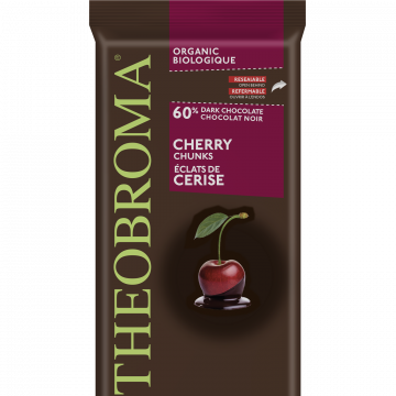 60% Organic Dark Chocolate & Cherry Chunks Bar | Theobroma Chocolat