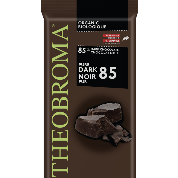 85% Organic Pure Dark Cocoa Chocolate Bar | Theobroma Chocolat