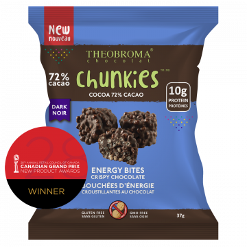 72% Organic Dark Energy Bites Crispy Chocolate Chunkies | Theobroma Chocolat