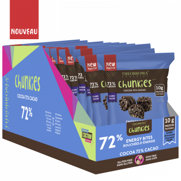 Bouchées d'énergie croustillantes chocolat noir 72% chunkies | BOÎTE DE 12 | Theobroma Chocolat