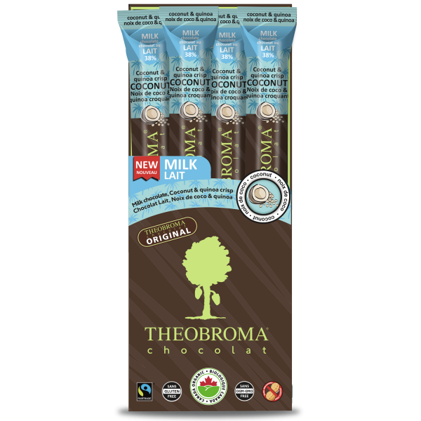 Baton chocolat lait 38% noix de coco et quinoa croquant - THEOBROMA CHOCOLAT