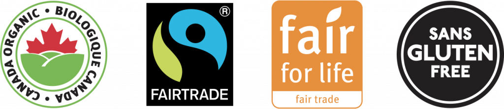 Logos bio, Fairtrade, fair for life et sans gluten