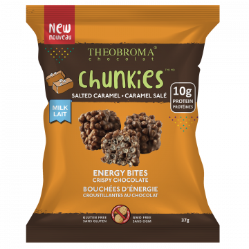 38% Organic Milk Salted Caramel Energy Bites Crispy Chocolate Chunkies | Theobroma Chocolat